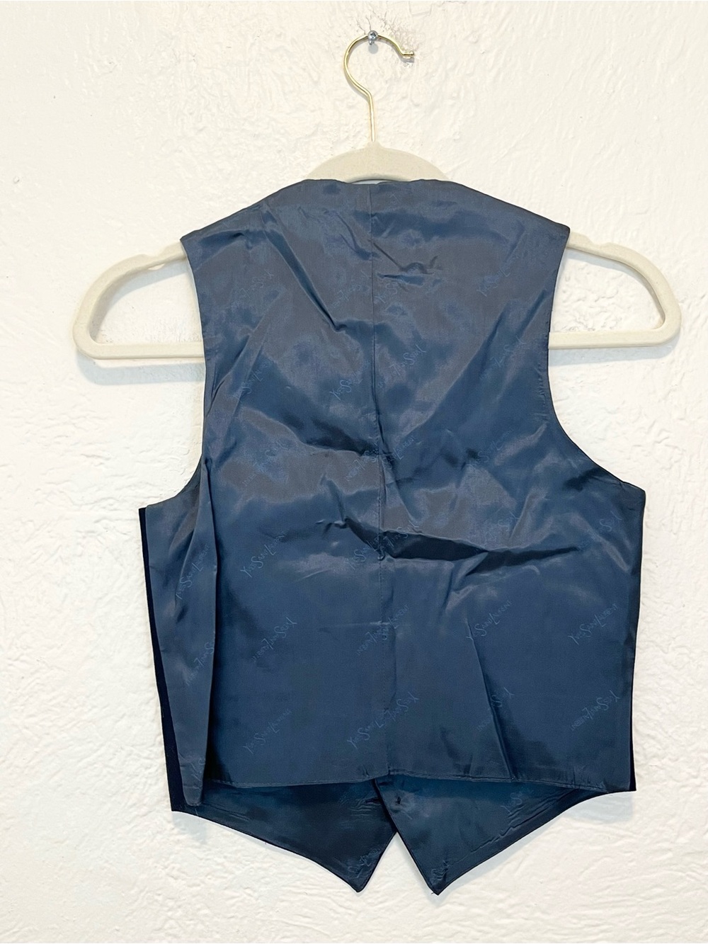 Vintage Yves Saint Laurent YSL Vest Navy Blue Brass Buttons XS Extra Small - Picture 6 of 14